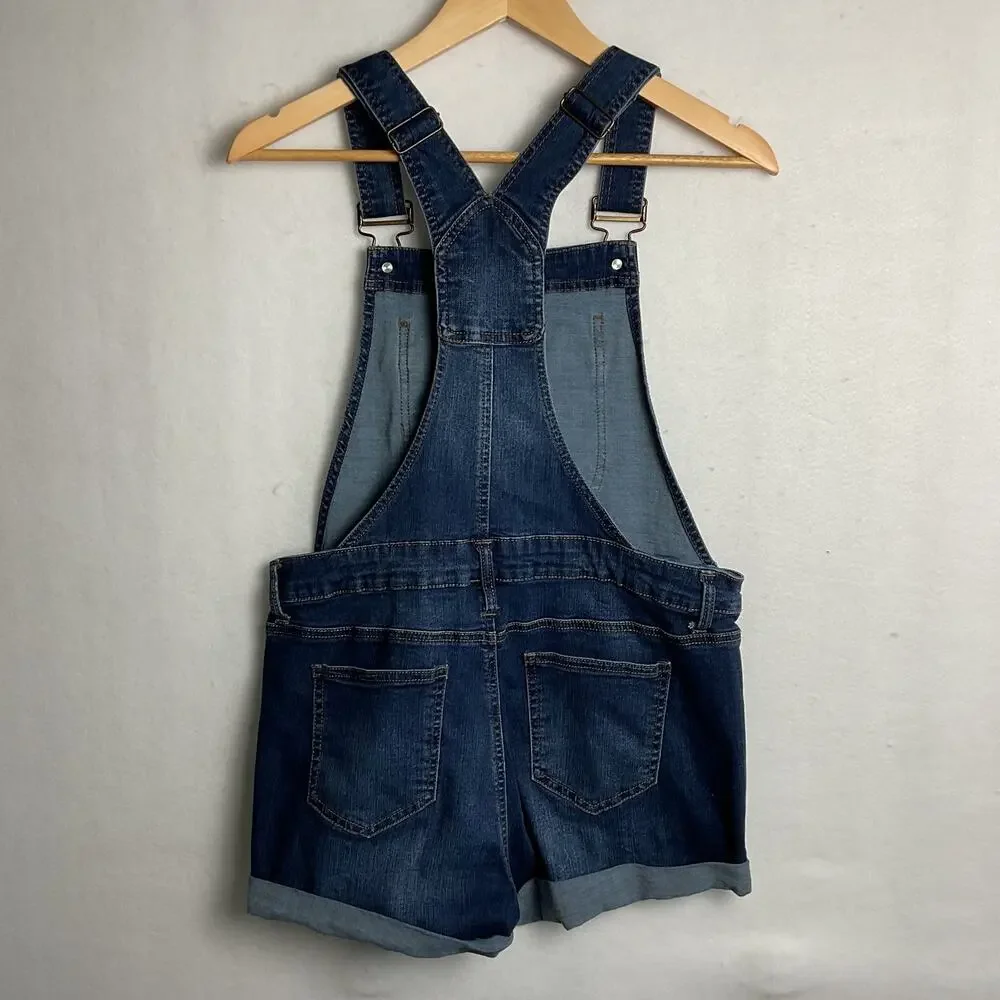 Blue Spice Dark Wash Denim Shorts Overalls Juniors 13